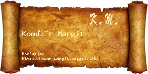 Komár Margit névjegykártya